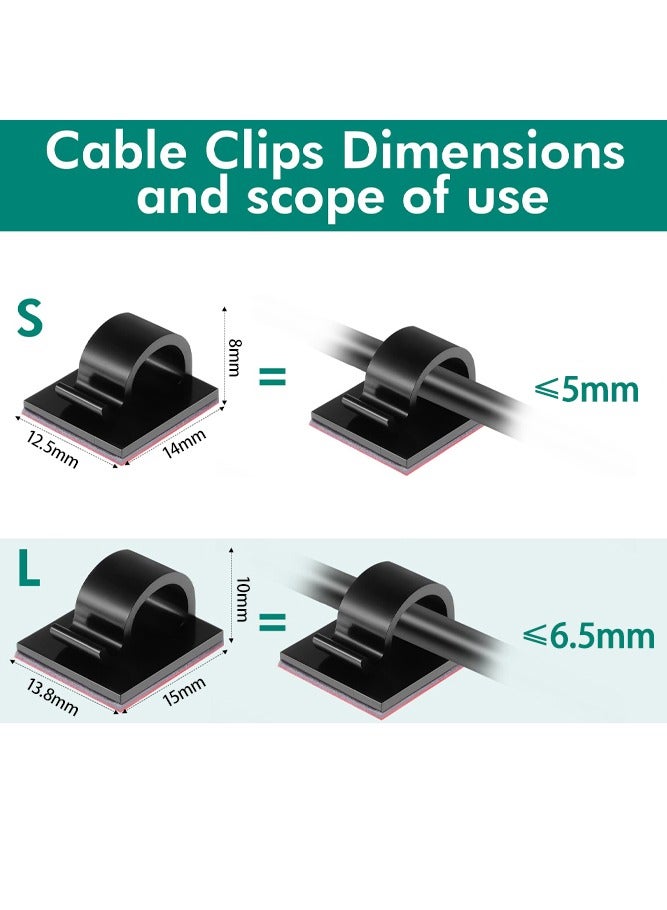Fasola 60Pcs Upgraded Adhesive Cable Clips, Desk and Wall Wire Organizer, Cord Management Solution for HDMI, LED Lights and  Eetension Cord (Black) - Image 2