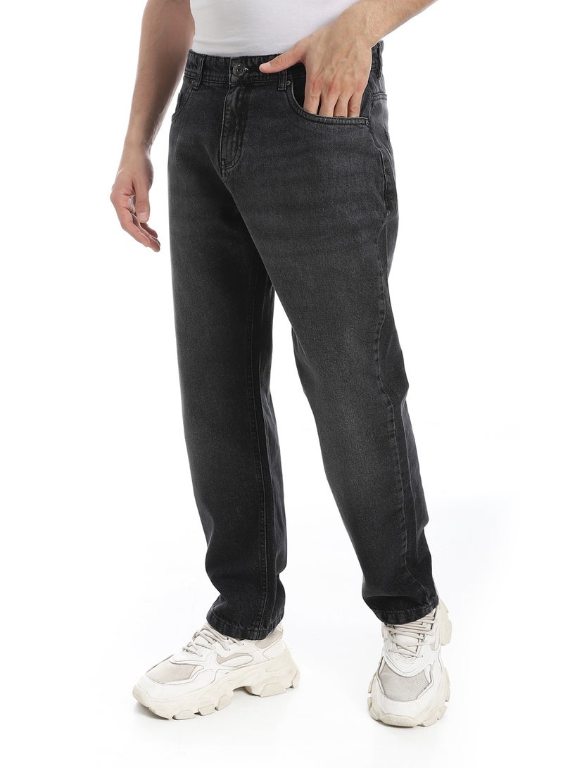 Andora Greyish Black Wide Leg Washed Jeans_Black  - Image 2