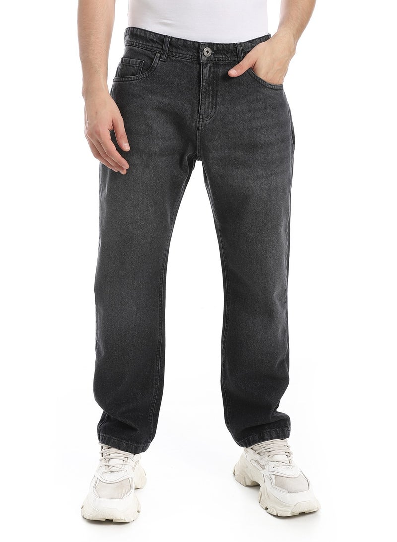 Andora Greyish Black Wide Leg Washed Jeans_Black  - Image 1