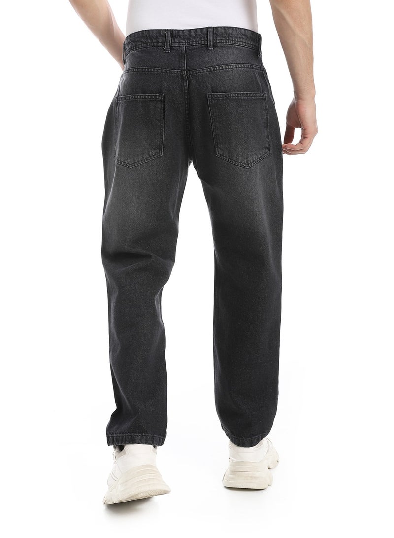 Andora Greyish Black Wide Leg Washed Jeans_Black  - Image 3