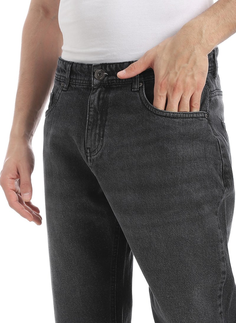 Andora Greyish Black Wide Leg Washed Jeans_Black  - Image 4