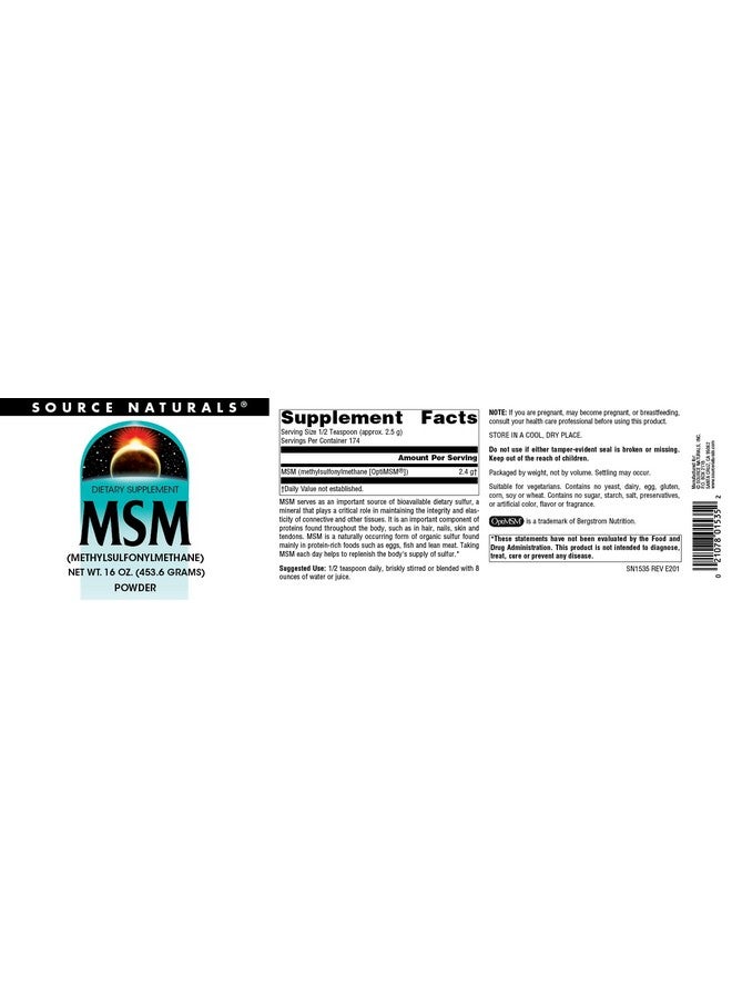 Source Naturals Msm (Methylsulfonylmethane) Powder 16 Ounce - Image 4