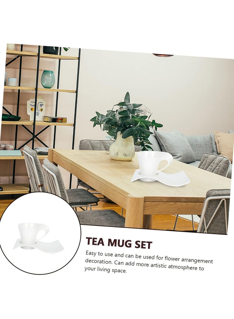 GGOOT 1 Set Creative Coffee Cup and Saucer to Go Plates with Lids Espresso Mug Clay Coffee Mugs Clay Mugs Water Mug Ceramics Milk Cup Cafe Shop Coffee Mug Ceramic Tea Cup Set Water Cup - Image 4