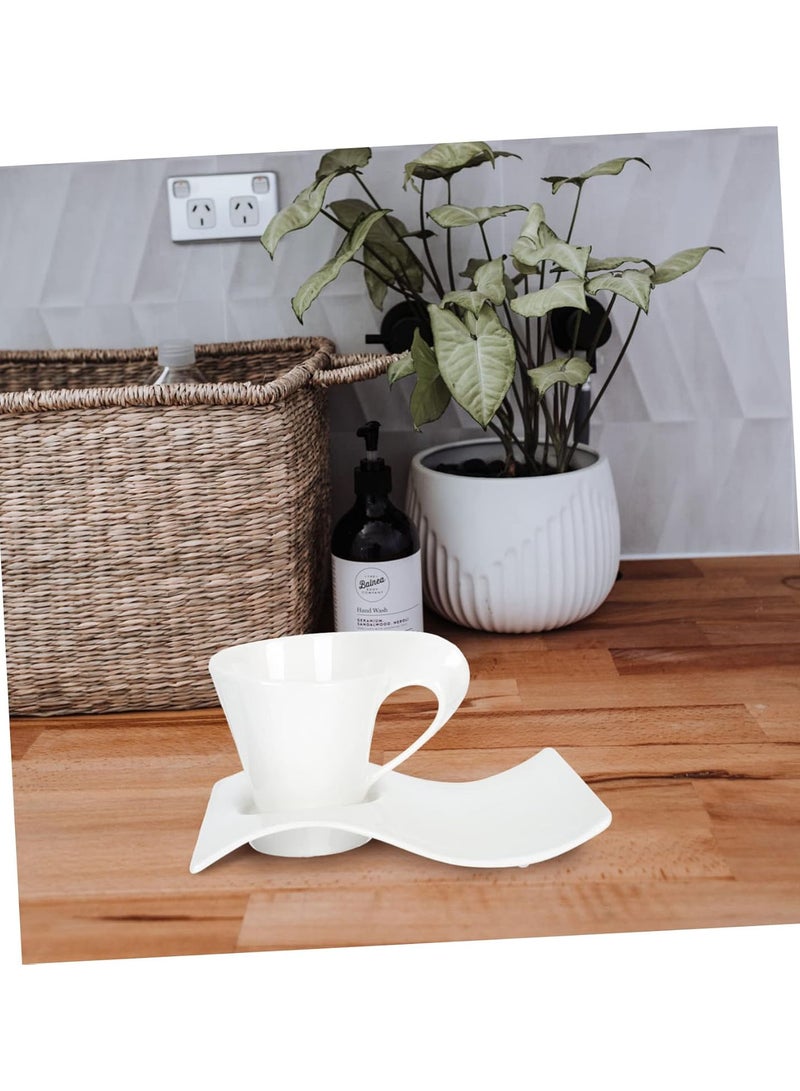 GGOOT 1 Set Creative Coffee Cup and Saucer to Go Plates with Lids Espresso Mug Clay Coffee Mugs Clay Mugs Water Mug Ceramics Milk Cup Cafe Shop Coffee Mug Ceramic Tea Cup Set Water Cup - Image 5