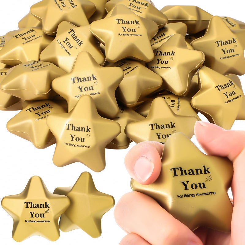 DEEKIN 72 Pieces Star Stress Balls 1.6 Inch Mini Foam Ball Stress Relief Toys for Teens, Adults, Student Prizes, Party Bag Fillers(Thank You Style) - Image 1