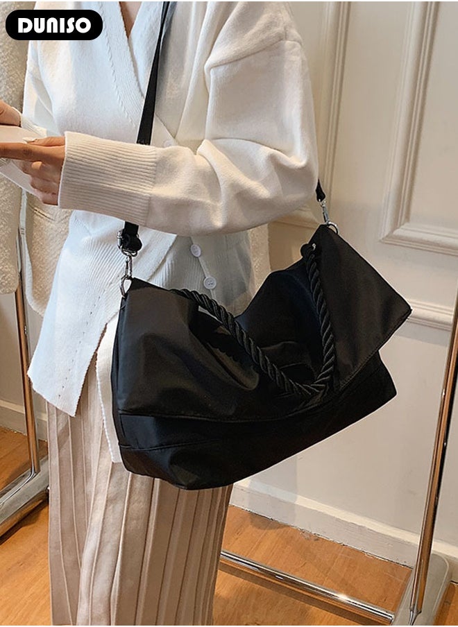 DUNISO Women's Shoulder Tote Bag Faux Leather Handbag For Women Large Capacity Bucket Crossbody Bag Fashionable Travel Messenger Bag Shoulder Bag For Ladies Girls College Students  - Image 4