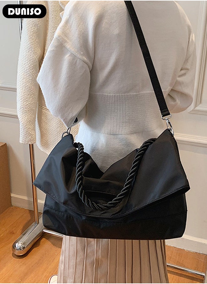 DUNISO Women's Shoulder Tote Bag Faux Leather Handbag For Women Large Capacity Bucket Crossbody Bag Fashionable Travel Messenger Bag Shoulder Bag For Ladies Girls College Students  - Image 3