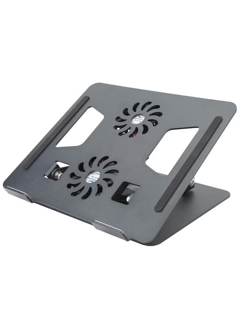 TIGER 360° Rotatable Laptop Stand for Desk with Built-In Cooling Fans – Adjustable Aluminum Notebook Stand & Riser Holder for 11" to 17.3" Laptops – Ergonomic Height Adjustment, Ventilated Surface & Anti-Slip Design – Ideal for Workstations & Home Office – Black - Image 4