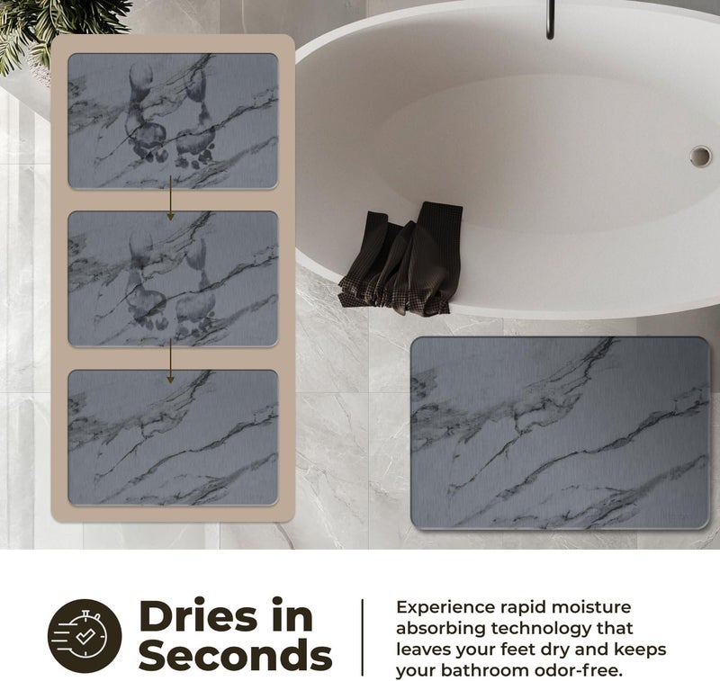 TOSORO Stone Bath Mat, Diatomaceous Earth Non-Slip Stone Shower Mat - Quick Drying Absorbent Bath Mats for Bathroom - Elegant & Modern Design, Easy to Clean (23.5 x 15) - Graphite - Image 3