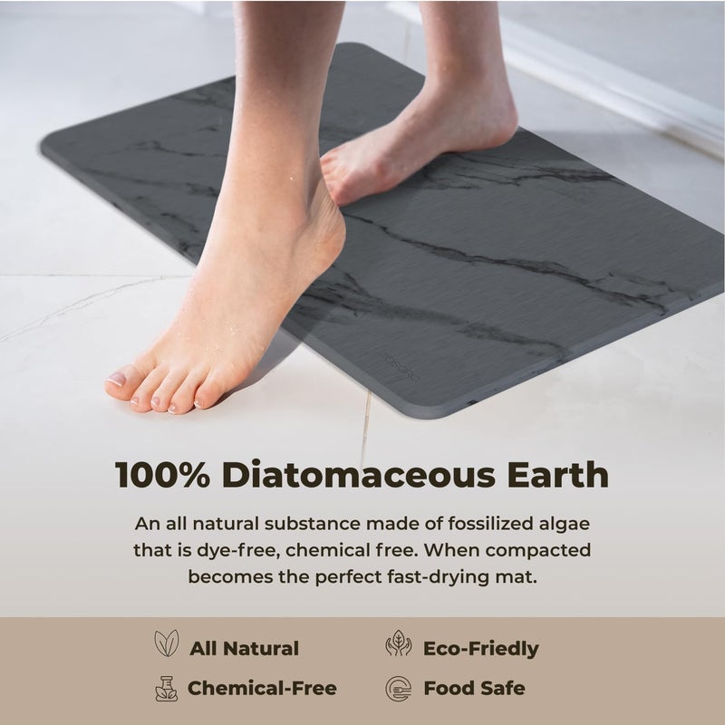 TOSORO Stone Bath Mat, Diatomaceous Earth Non-Slip Stone Shower Mat - Quick Drying Absorbent Bath Mats for Bathroom - Elegant & Modern Design, Easy to Clean (23.5 x 15) - Graphite - Image 4
