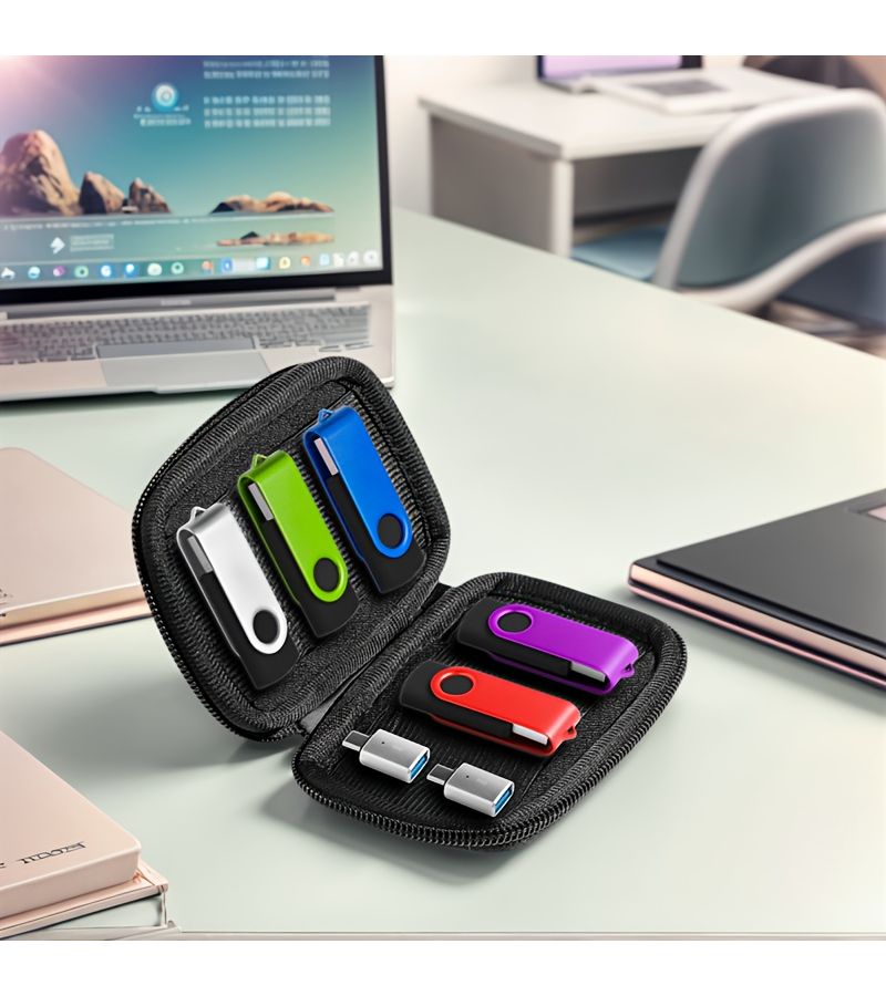 5 Pack USB 2.0 Flash Drives 4GB with Bag and 2 Adapters - Image 2