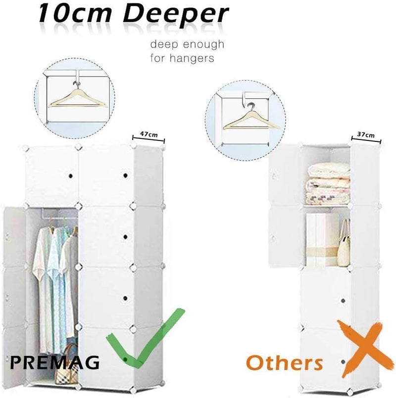 EXVITO 12 Door Kids Plastic Wardrobe for Clothes, Foldable Plastic Almirah for Clothes, Collapsible Wardrobe for Storage, Baby Cupboard for Clothes Storage - (White, 8 Door) - Image 5