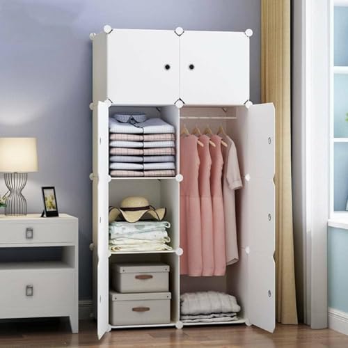EXVITO 12 Door Kids Plastic Wardrobe for Clothes, Foldable Plastic Almirah for Clothes, Collapsible Wardrobe for Storage, Baby Cupboard for Clothes Storage - (White, 8 Door) - Image 1
