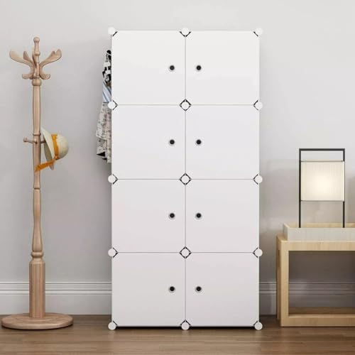 EXVITO 12 Door Kids Plastic Wardrobe for Clothes, Foldable Plastic Almirah for Clothes, Collapsible Wardrobe for Storage, Baby Cupboard for Clothes Storage - (White, 8 Door) - Image 3