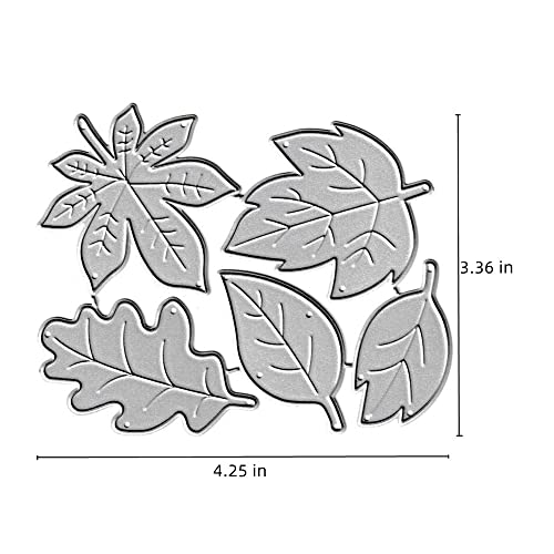 NVZBL 5pcs Spring Maple Leaves Leaf Cutting Dies, Autumn Fall Foliage Leafage Die Cuts Metal Embossing Stencils Template Mould for Card Scrapbooking and DIY Craft Album Paper Card Decor - Image 2