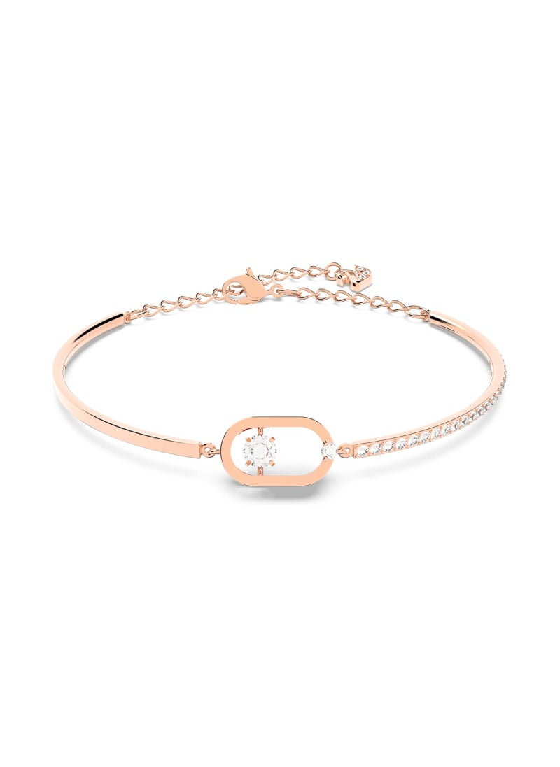 SWAROVSKI - Una bracelet Round cut, Oval shape, White, Rose gold-tone plated - Image 1