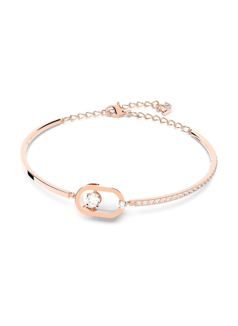 SWAROVSKI - Una bracelet Round cut, Oval shape, White, Rose gold-tone plated - Image 1