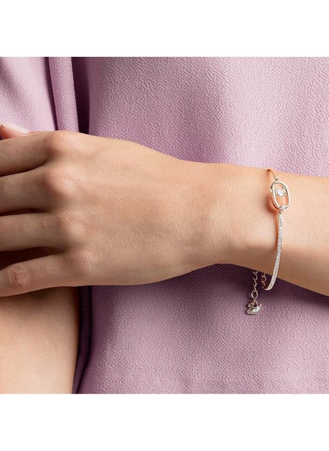 SWAROVSKI - Una bracelet Round cut, Oval shape, White, Rose gold-tone plated - Image 1