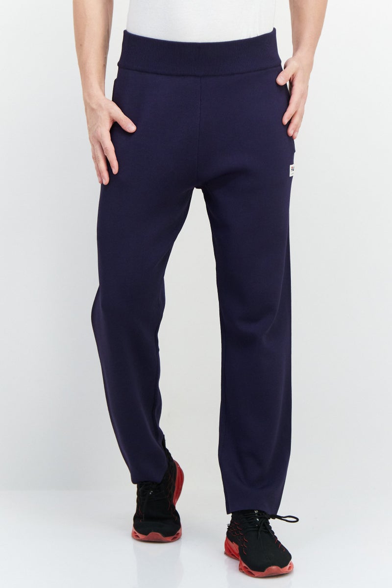 FILA Men Sportswear Fit Teramo Knitted Sweatpants, Navy Blue  - Image 1
