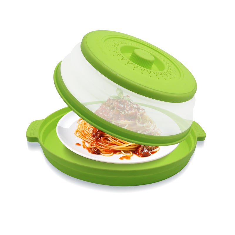 HANTUSWUS Microwave Splatter Cover 102 Inch Collapsible Silicone Lid Tray with Handles Fits Standard Compact Microwaves Vented Splash Guard for Food BPAFree Dishwasher Safe - Image 2