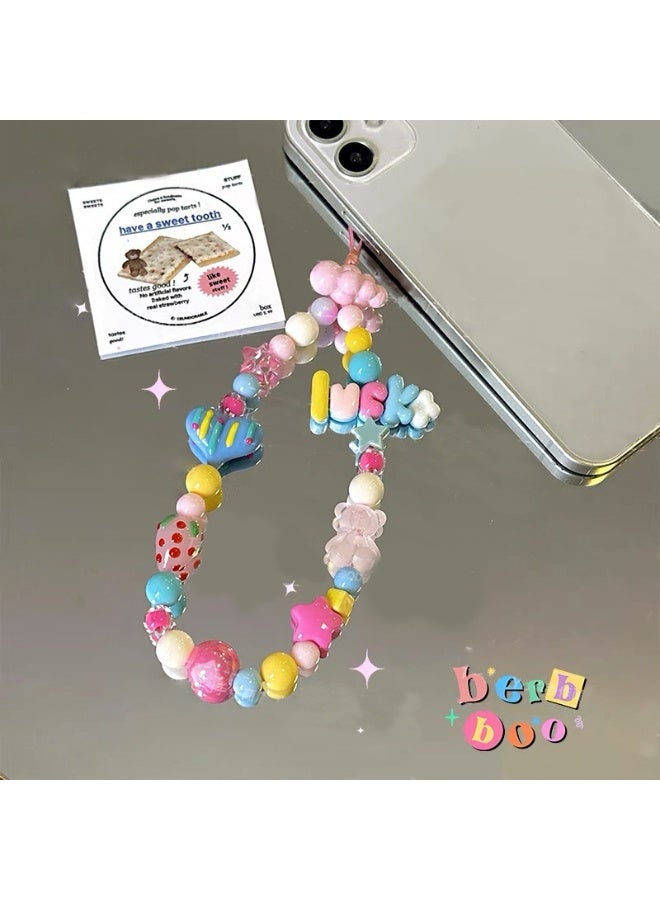 NIBEMINENT Phone Charm/ Chain Strap for Women Girls, Lucky Love Cell Phone Case Lanyard Wrist Strap