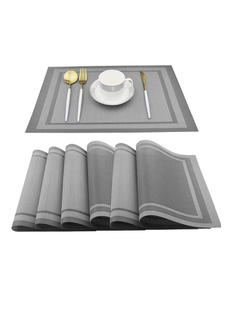 Placemats Set of 6, Vinyl Washable Place Mats Heat Resistant PVC Placemats for Dining Table  - Image 1