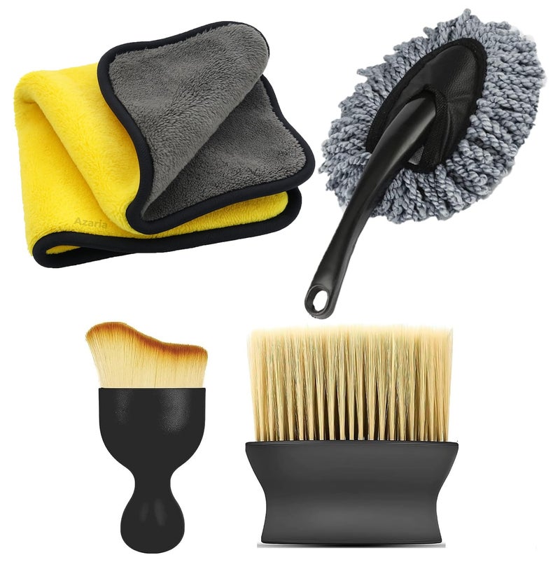 Fuelbyte 4 Pcs Car Cleaning Brush, Car Accessories 2025 Microfiber Cleaning Cloth Kit for Car Ac Cleaning Kit, Car Interior Accessories for Dust Cleaning, Car Cleaning Cloth (4 pcs) - Image 1