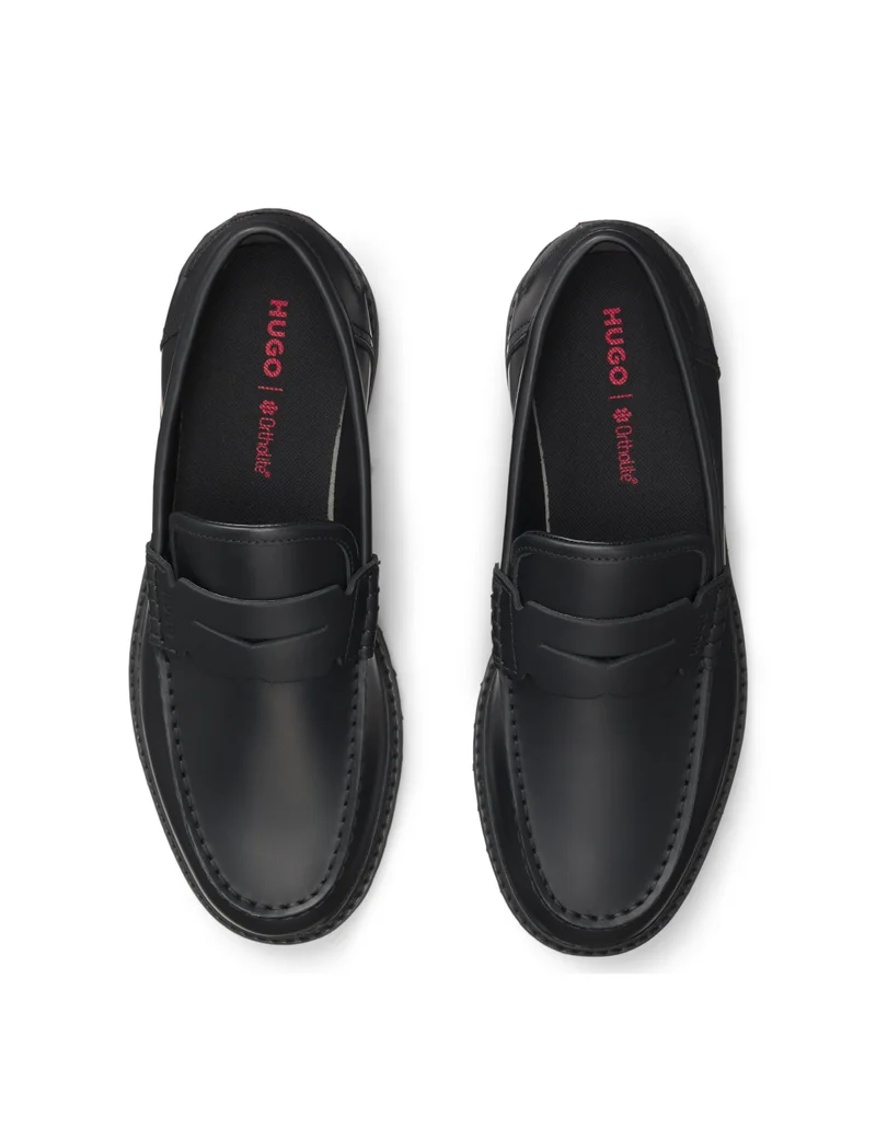 HUGO Leather loafers with lug outsole