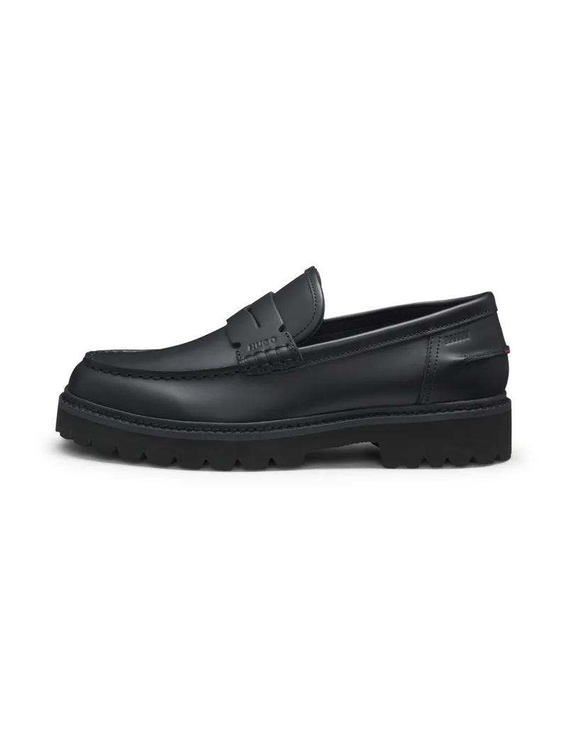 HUGO Leather loafers with lug outsole