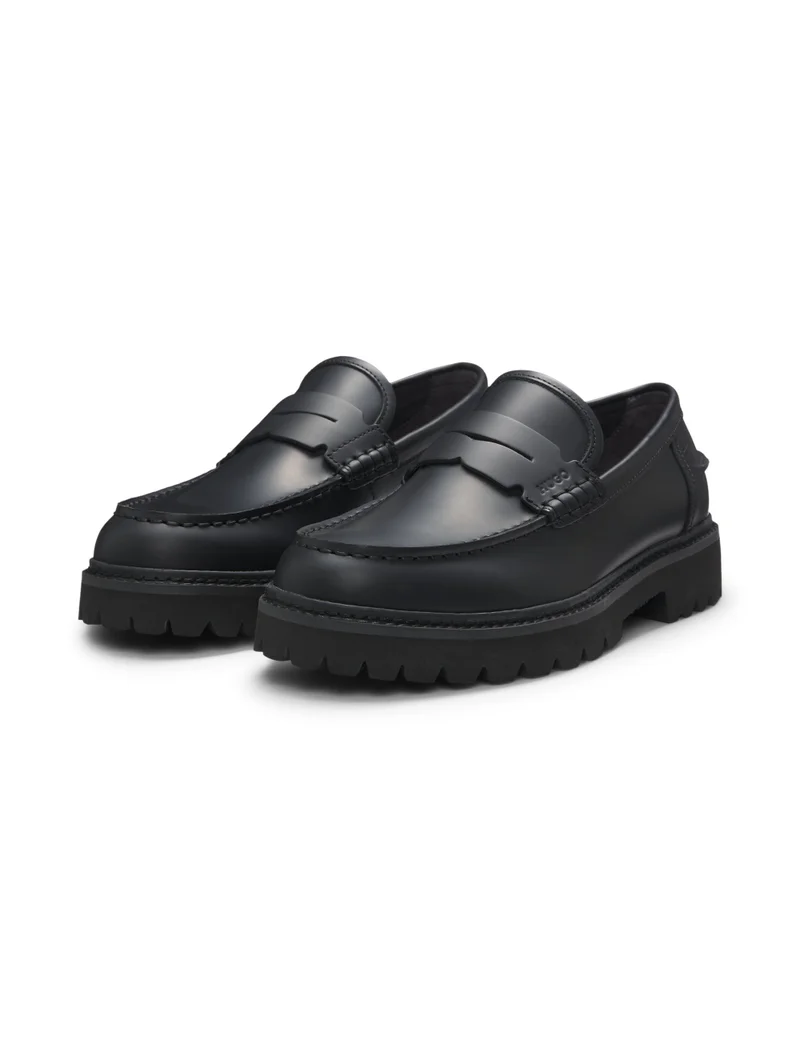 HUGO Leather loafers with lug outsole