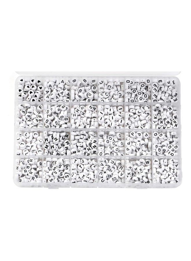 Incraftables 1200pcs Round Letter Beads for Jewelry Making (7mm). A-Z Letters Black Alphabet for DIY Friendship Bracelets & Crafts. ABC Circle & Heart Bead w/Elastic String, Clasps & Organizer Box - Image 4