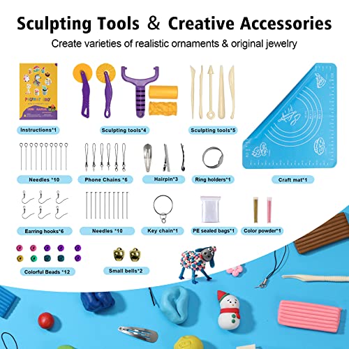 Aestd-ST Polymer Clay 72 Colors, Modeling Clay for Kids, Non-Sticky Easy to Shape Oven Bake with Sculpting Tools, Holiday Gift for Kids and Artists. - Image 4