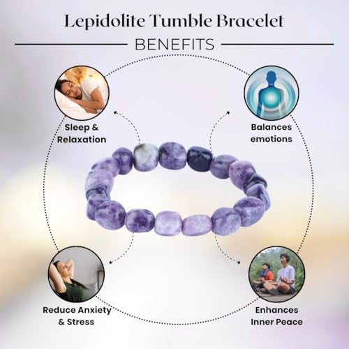 ARE - Aeora Rocks : Lepidolite Tumbled Bracelet for Chakra Alignment, Energy Balance, and Spiritual Growth - for Men and Women - Image 2