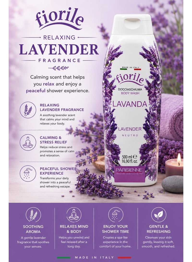 Fiorile Body wash Lavender 500ML | Nourishing & Moisturizing Shower Gel | Soft & Smooth Skin | Daily Use Body Cleanser - Image 3