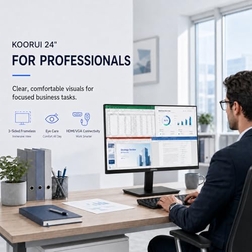 KOORUI 24" FHD IPS PC Monitor, 144Hz Adaptive Sync, Eye Care, Tilt Adjustable, HDMI & VGA, VESA Mount for Home Office, Streaming and Casual Gaming - Image 3