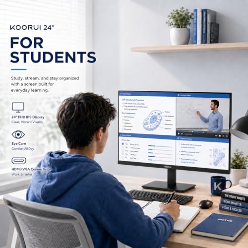 KOORUI 24" FHD IPS PC Monitor, 144Hz Adaptive Sync, Eye Care, Tilt Adjustable, HDMI & VGA, VESA Mount for Home Office, Streaming and Casual Gaming - Image 4