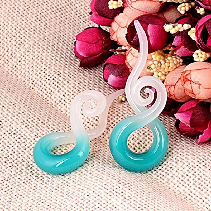 Qmcandy 2pcs Glass Spiral Tapers Plugs Twist Stretchers Earrings Stretching Piercings Jewelry Gauges 8g-14mm - Image 2