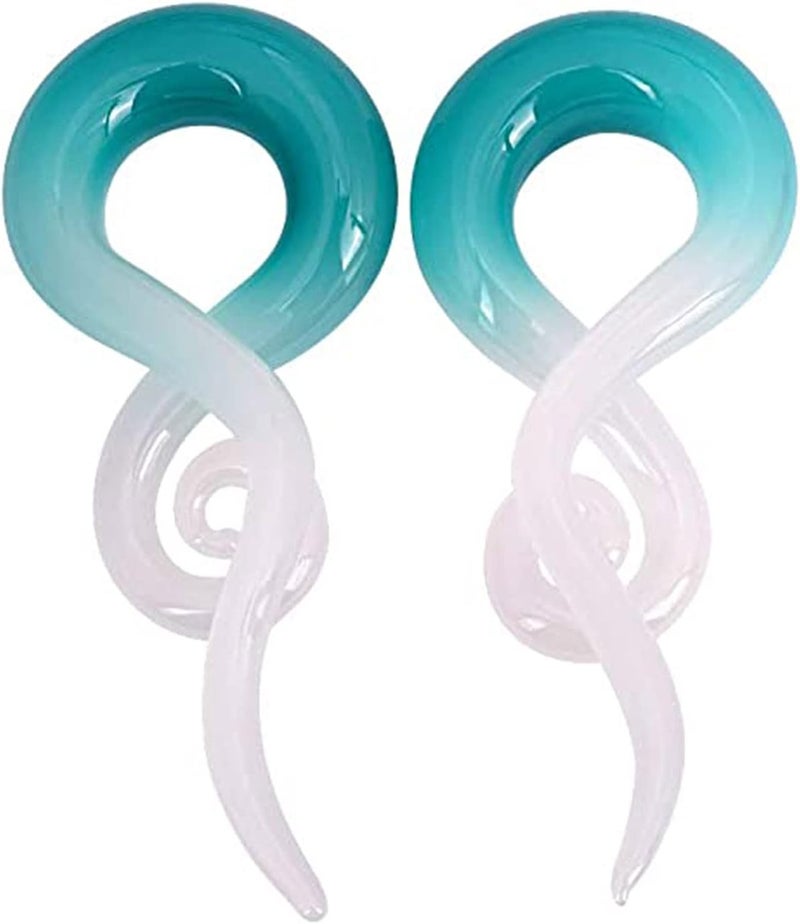 Qmcandy 2pcs Glass Spiral Tapers Plugs Twist Stretchers Earrings Stretching Piercings Jewelry Gauges 8g-14mm - Image 1