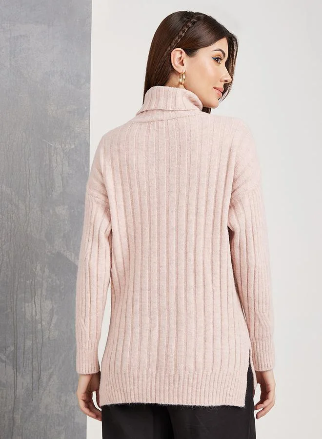 Take Two Cable Knit Turtle Neck Longline Sweater