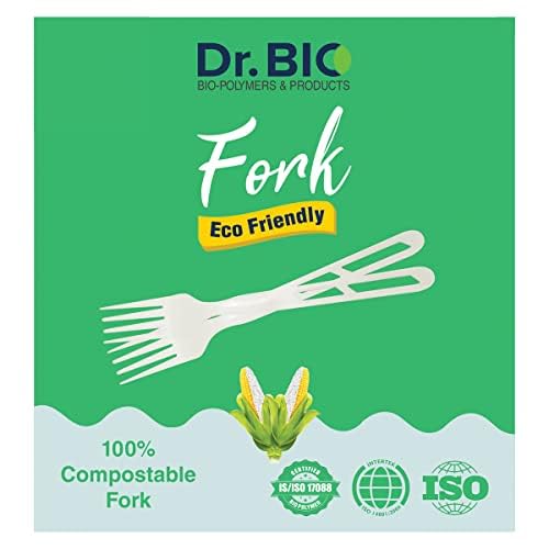 Dr.Bio Dr. Bio Biodegradable Compostable Fork Eco Friendly, Thick Quality, Made of Corn Starch Cutlery (3.5 cm x 15 cm) - 100 Nos. - Image 2