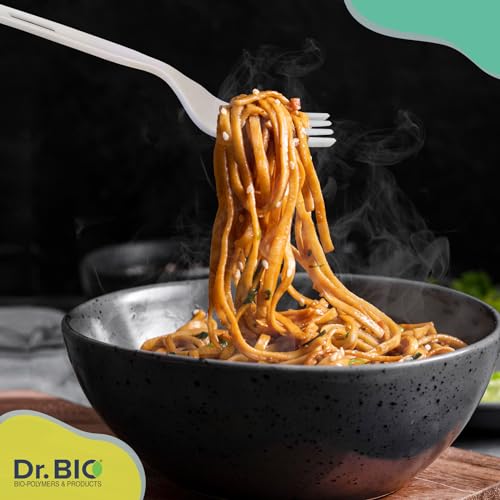 Dr.Bio Dr. Bio Biodegradable Compostable Fork Eco Friendly, Thick Quality, Made of Corn Starch Cutlery (3.5 cm x 15 cm) - 100 Nos. - Image 4