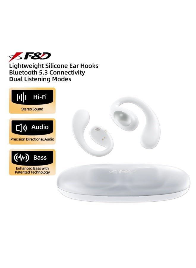 F&D OT1 Open Ear Wireless Headphones with Air Conduction Design, Bluetooth 5.3 Sports Earbuds with HiFi Stereo Sound, IPX4 Waterproof and Sweatproof, 18H Playtime and 30H Standby Time for Workout - Image 1