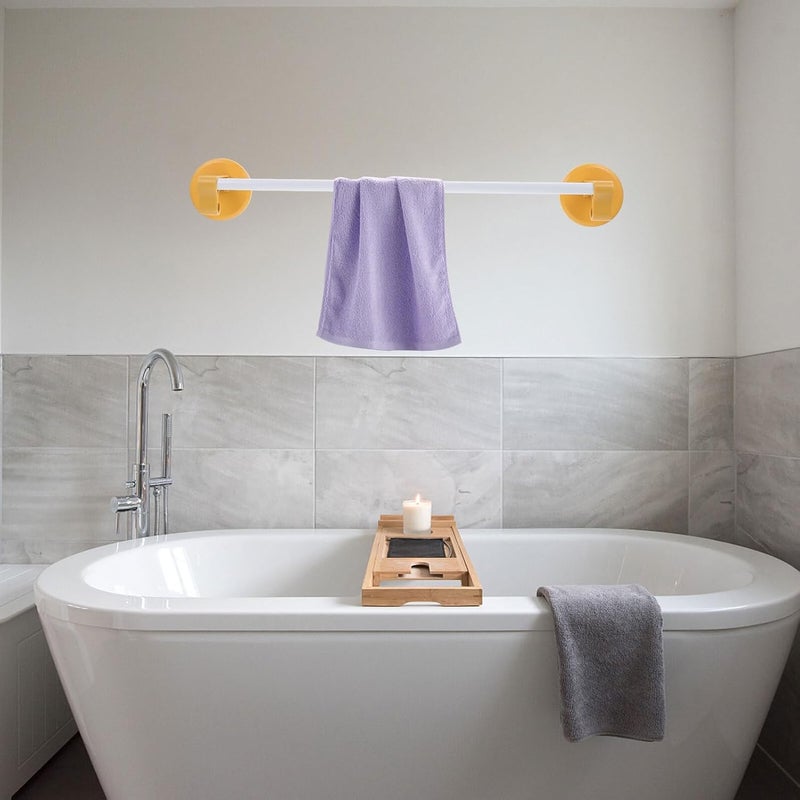 Nail-Free Bathroom Towel Holder 2pcs Set Wall-Mounted Adhesive Towel Rack for Kitchen and Bathroom Use Includes Yellow and Blue Bars - Image 3