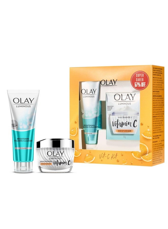 Olay Vitamin C Kit For 2X Glow | Vitamin C Cream With Free Cleanser L Even Glow And Smooth Texturee | With Niacinamide L Normal, Oily, Dry & Combination Skin L Parabens & Sulphate Free | Pack Of 2 - Image 1