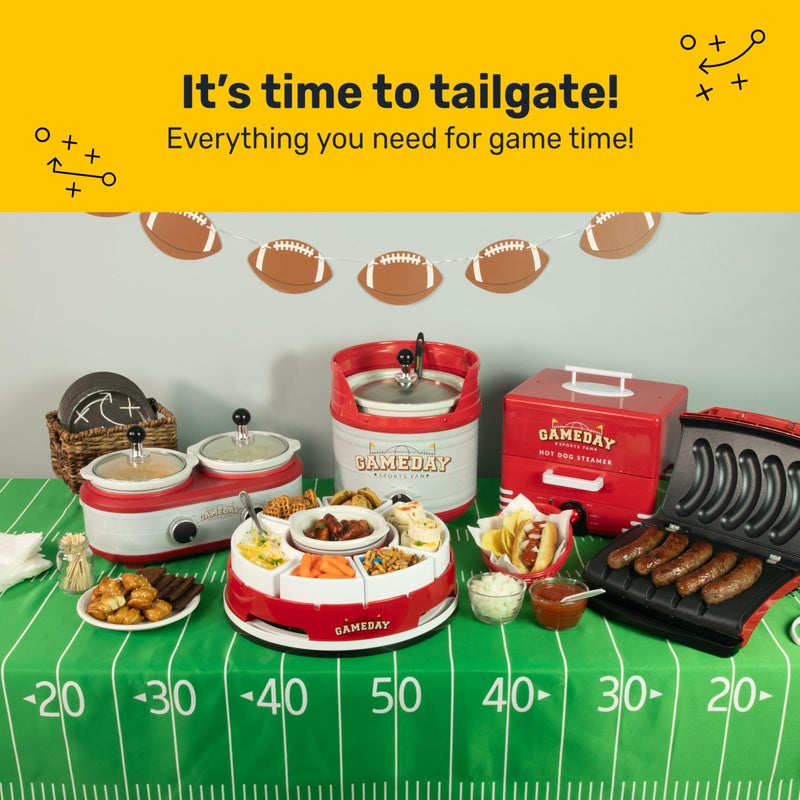 Nostalgia Game Day 2.5-Quart 2-Section Slow Cooker with Lid and Ladle, Keg-Like Design, Cooks Chicken Wings, Meatballs, Chilli, Cheese, Soup, Stews, and More - Image 4