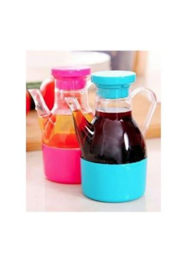 زجاجة زيت وخل بلاستيك بتصميم برّاد أنيق وسهل الصب بدون تسريب.-3قطع - Image 3