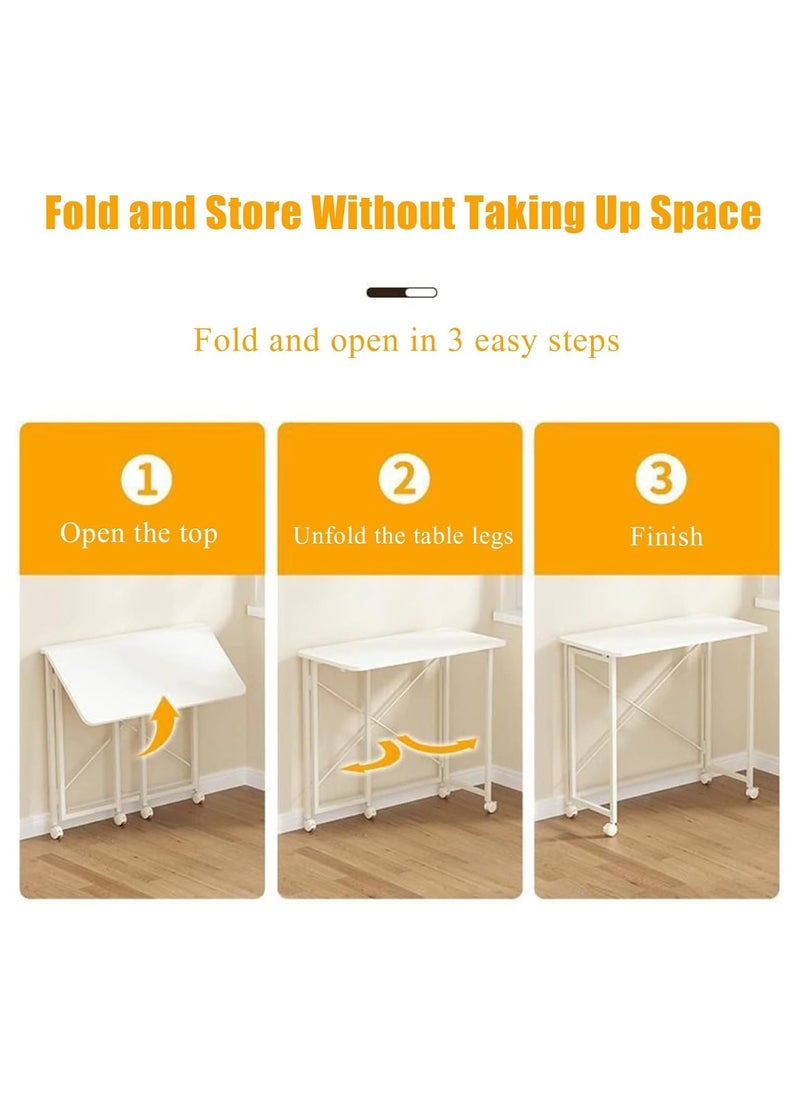 XICEN Game Table with Wheels,Foldable Home Office Desk,Movable Computer Desk,Study Writing Desk Game Table,Portable Saves Space Table for Office Bedroom Living Room Small Spaces  - Image 4