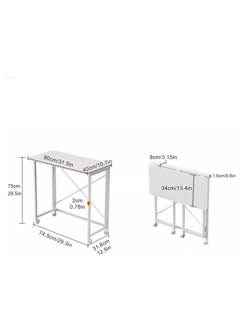 XICEN Game Table with Wheels,Foldable Home Office Desk,Movable Computer Desk,Study Writing Desk Game Table,Portable Saves Space Table for Office Bedroom Living Room Small Spaces  - Image 3