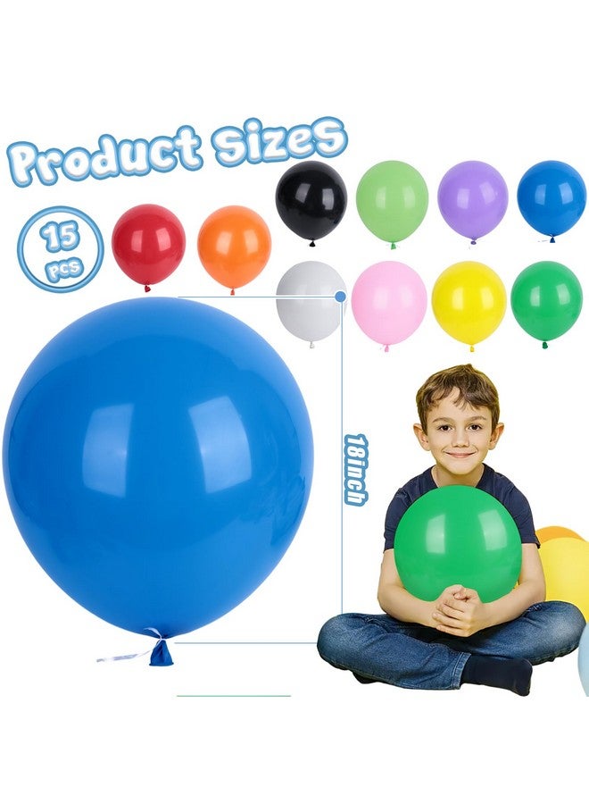 LovesTown 15PCS Assorted Colors Party Balloons, 18inch Colorful Latex Balloons Pack Balloon Garland Arch for Birthday Wedding Engagement Graduation Anniversary Party Decor - Image 3