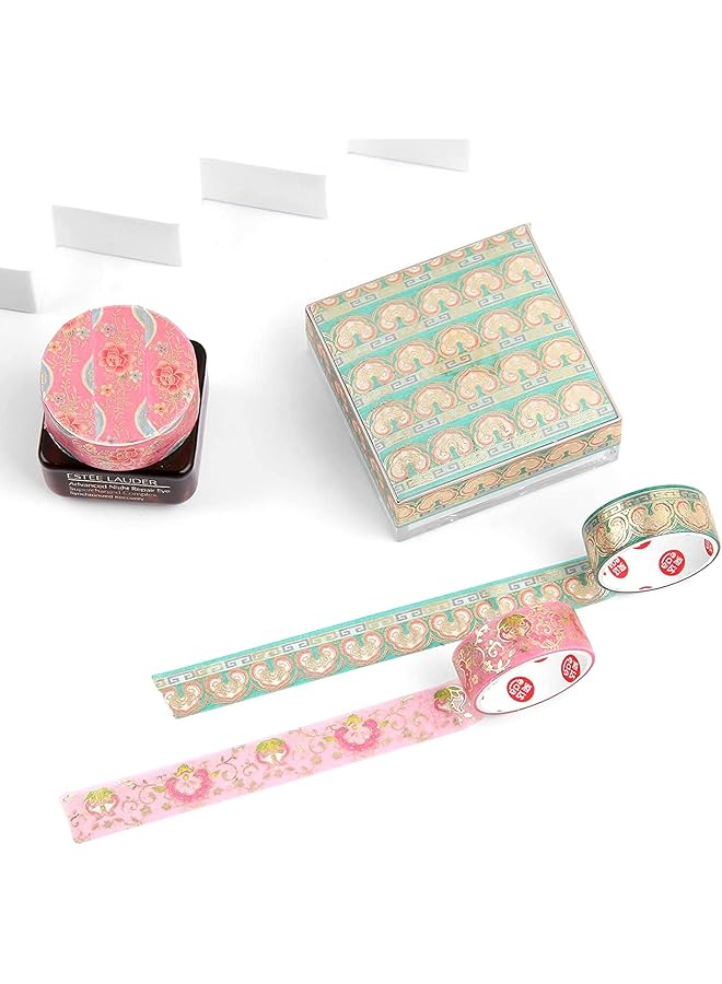 إيروريكس شريط ورق عتيق 12 لفة شريط لاصق مزخرف مزهر بعرض 15 مم للأطفال شريط لاصق جميل للفتيات مستلزمات تدوين اليوميات ودفاتر القصاصات ومستلزمات تدوين اليوميات - Image 4